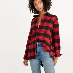 Madewell Flannel Oversized Ex-Boyfriend Shirt in Buffalo Check